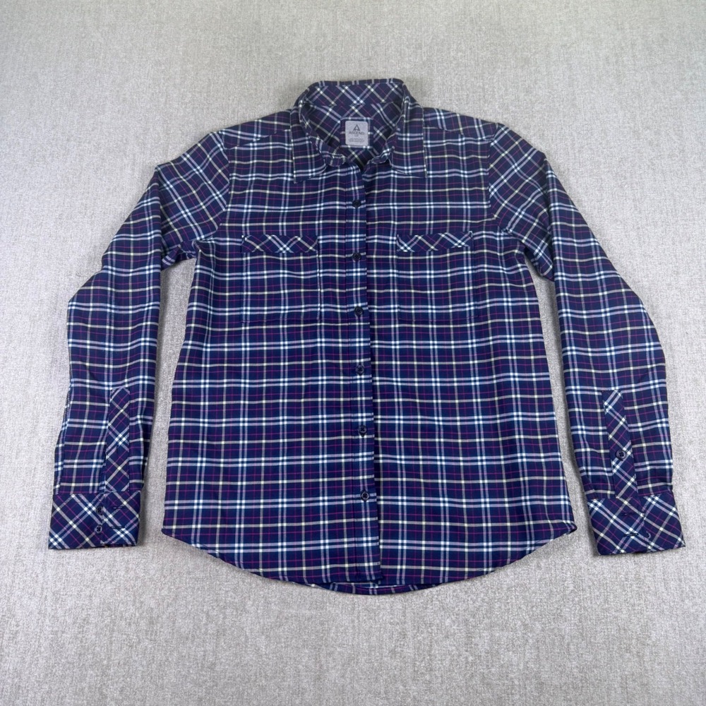 Ascend Plaid Button Down Shirt Womens Small Blue Pink Outdoor Long Sleeve Top